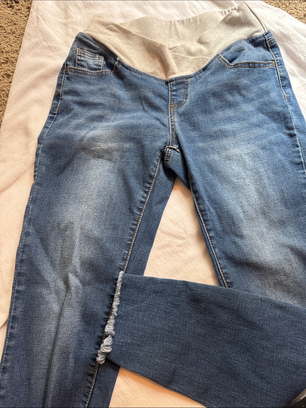 Maternity Stretch Blue Denim Jeans with Elastic Waistband